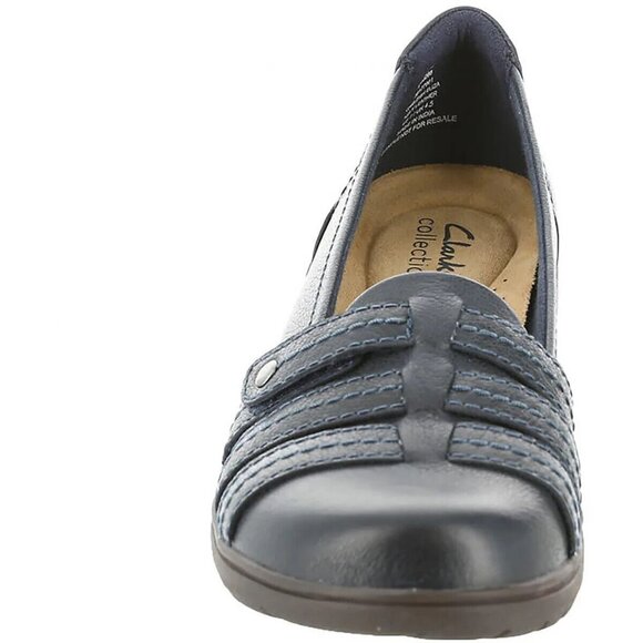 Clarks Carleigh Eliza Triple-Strap Flats Women's Navy Size 11N Leather Slip On - Picture 2 of 5